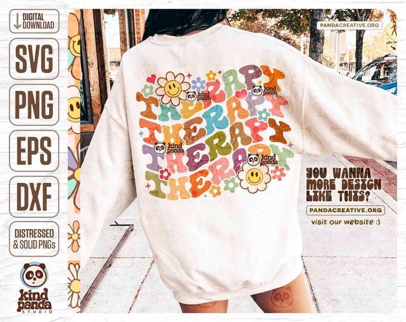 Floral Therapy SVG PNG, Retro Therapist Png Sublimation Shirt Design ...