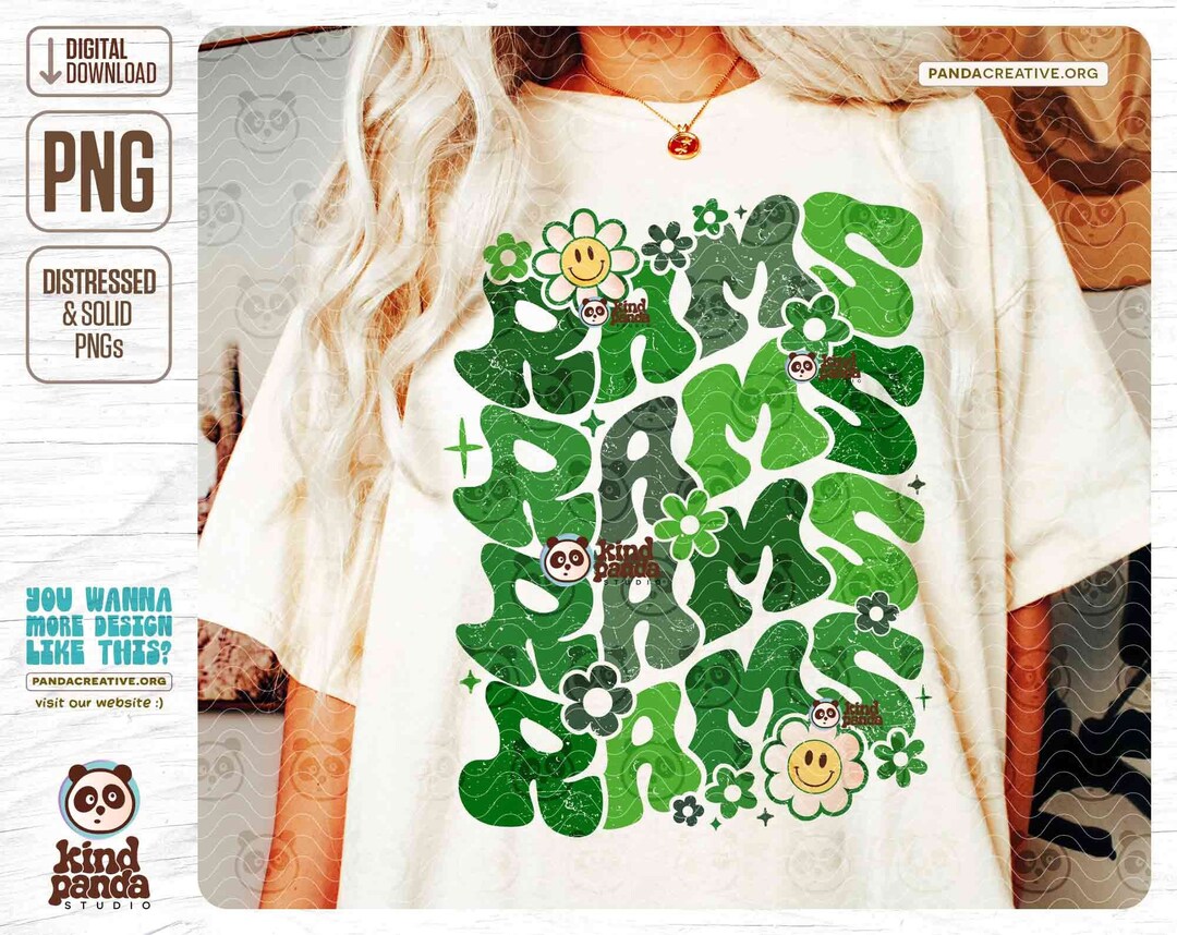 Vintage Green Rams PNG, Floral College Mascot Sublimation, Sports Team ...