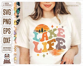 Retro Lake Life SVG PNG, Lake Shirt Sublimation, Lake Days svg, Lake Vibes png, Groovy Sommer DTF Transfer, Vintage Lake svg Cricut Cut File