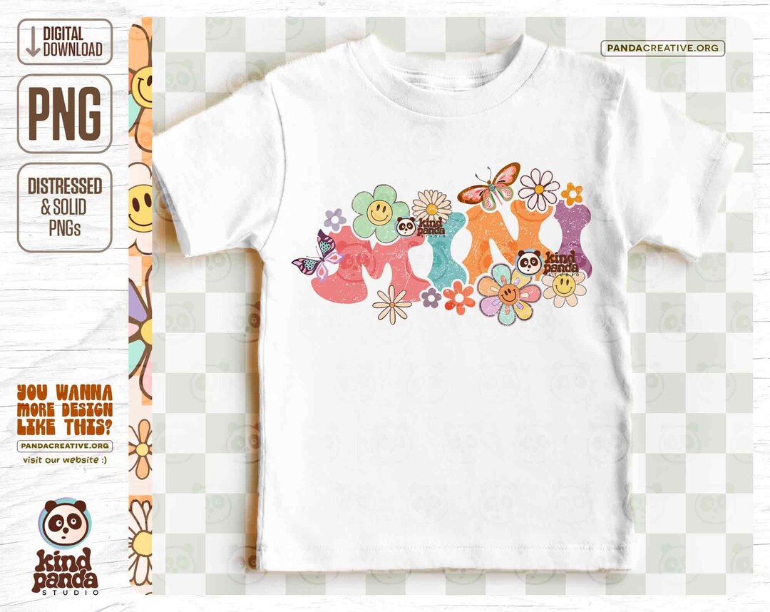 Floral Mini PNG Sublimation, Retro Girl Shirt Design, Groovy Kids Dtf ...
