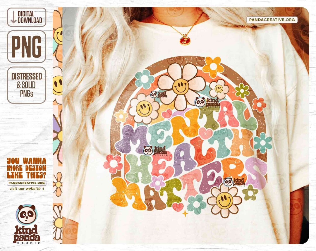 Retro Mental Health Matters PNG Sublimation, Mental Health Png, Floral ...