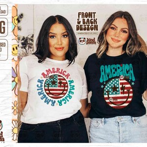 Vintage America PNG, Front & Back Design, Retro USA Shirt Sublimation, Groovy 4th of July Distressed Summer Hoodie DTF Transfer png Download