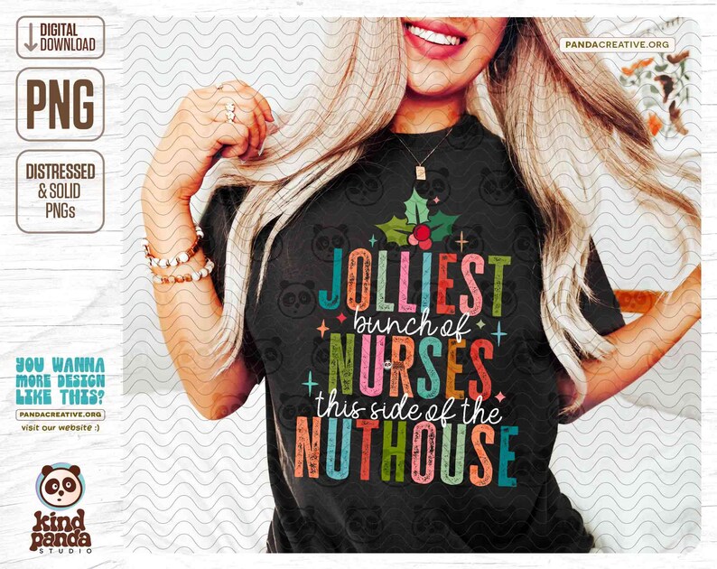 Retro Nurse Christmas PNG, Jolliest Bunch of Nurses, Funny Christmas Nurse Shirt Design, Vintage Christmas Sublimation, Registered Nurse png