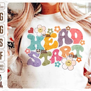 Head Start SVG PNG, Retro Teacher Sublimation, Floral Back to School Shirt , First day of School, Groovy School Vibes DTF dtg transfer file