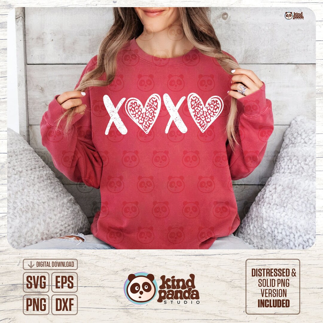 Hugs and Kisses SVG PNG DXF, Leopard Print Xoxo Svg, Heart Svg ...