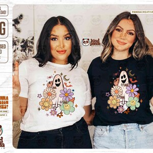 Floral Halloween Ghost PNG, Retro Sublimation, Groovy Halloween Shirt PNG Design, cute ghost png download, Spooky Season, Boho Halloween png