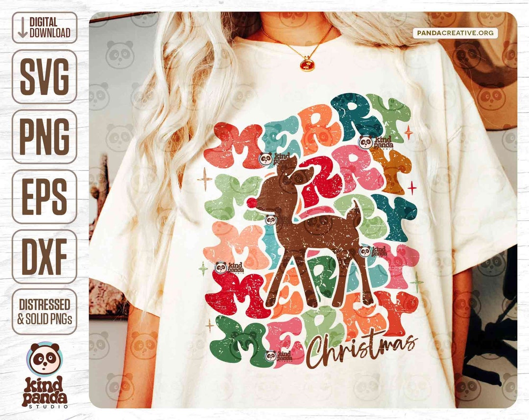 Retro Reindeer, Merry Christmas PNG SVG, Toddler Christmas Sublimation ...