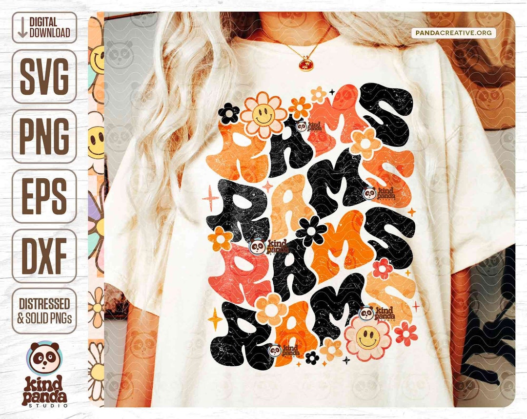 Vintage Rams PNG SVG, Orange Black Floral College Mascot Sublimation ...