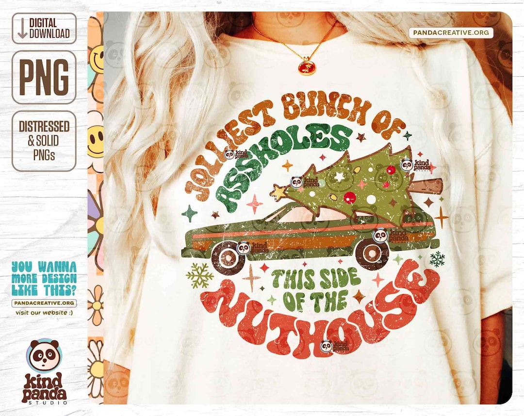 Funny Christmas PNG DTF Transfer Design, Jolliest Bunch of Assholes ...