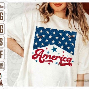 Vintage America PNG SVG, Distressed Retro USA Sublimation, American Cowgirl Shirt Design, 4th Of July, Rustic American Babe png Dtf Transfer image 9