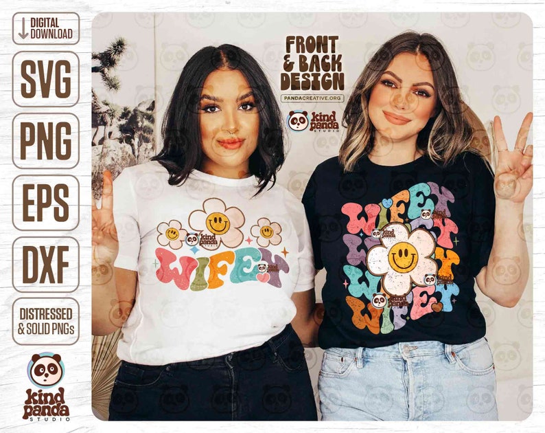 Retro Smile Wifey Front Back Design, SVG PNG Sublimation, Floral Wife T ...
