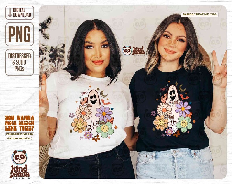 Floral Halloween Ghost PNG, Retro Sublimation, Groovy Halloween Shirt PNG Design, cute ghost png download, Spooky Season, Boho Halloween png