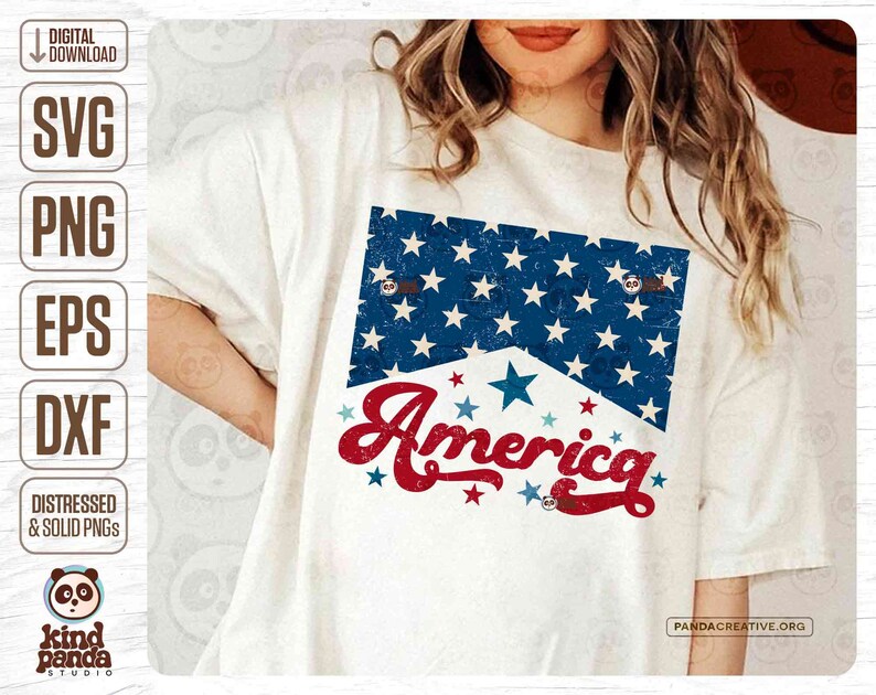 Vintage America PNG SVG, Distressed Retro USA Sublimation, American Cowgirl Shirt Design, 4th Of July, Rustic American Babe png Dtf Transfer image 5