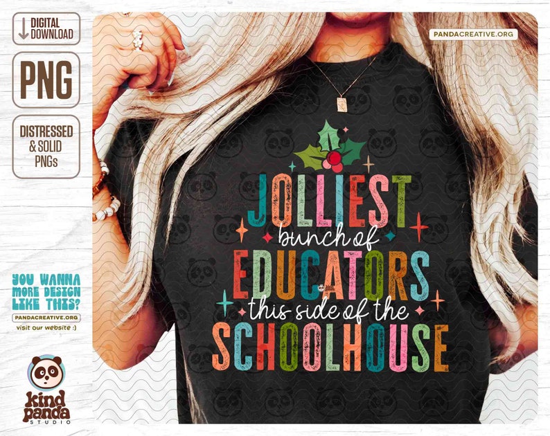 Jolliest Bunch of Educators PNG, Funny Christmas Teacher Shirt Design ...
