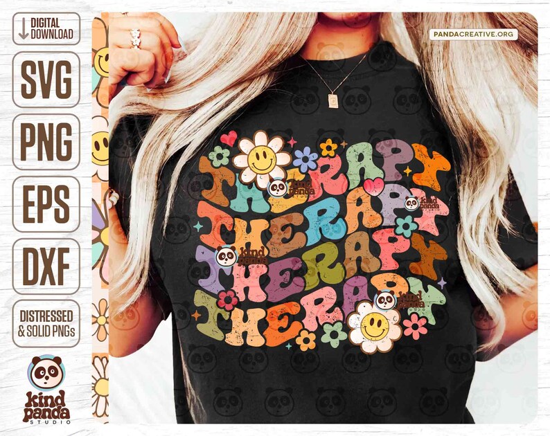 Floral Therapy SVG PNG, Retro Therapist Png Sublimation Shirt Design ...