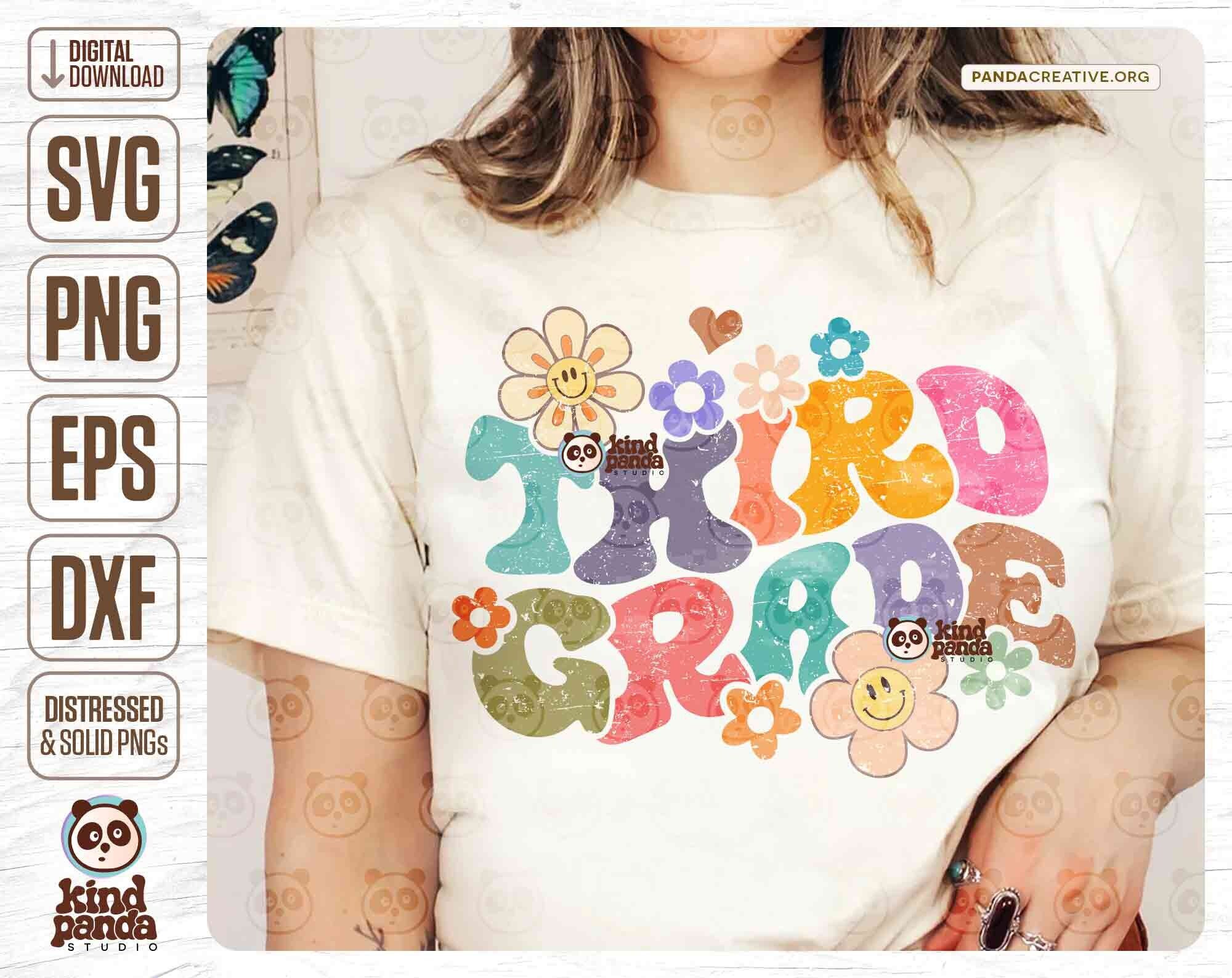 Floral Third Grade PNG SVG, Groovy 3rd Grade Teacher svg, Retro Teacher Shirt Sublimation, 3rd Grader First day of School svg cricut file