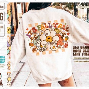 It's Fall Y'all PNG, Checkered Fall Sublimation, Cozy Season, Retro Thanksgiving, Groovy Fall Shirt Design Vintage fall png digital download