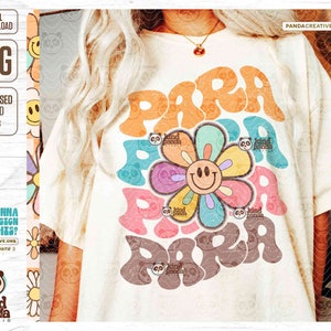 Smile PARA PNG, Floral Para Teacher Shirt Design, Groovy Paraprofessional Sublimation, Pastel Colors Boho Teaching Life, Trendy Educator DTF