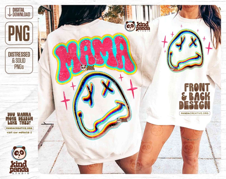 Trendy Smile Face Mama PNG Sublimation, Neon Hot Mom Summer png, Hoodie Shirt Front Back Design, Groovy Popular Preppy mom png download