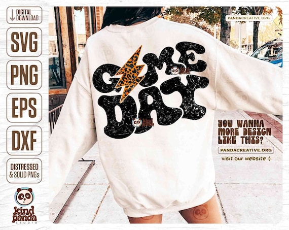 Distressed Game Day PNG SVG, Sports png Sublimation, Leopard Lightning Bolt, Field Day Shirt Cut File, Football Mom, Sports Shirt DTF Design