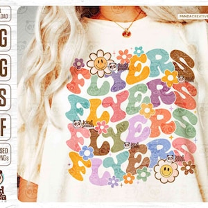 Floral Flyers SVG PNG, Retro Game Day Shirt Design, American Football Sublimation, Groovy Mascot svg cricut cut file, Distressed Flyers png
