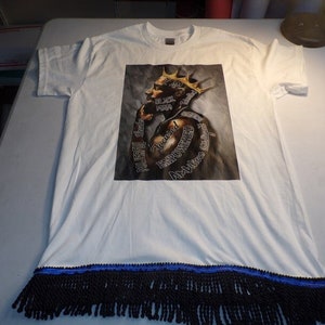 King Black Fringes White Tee