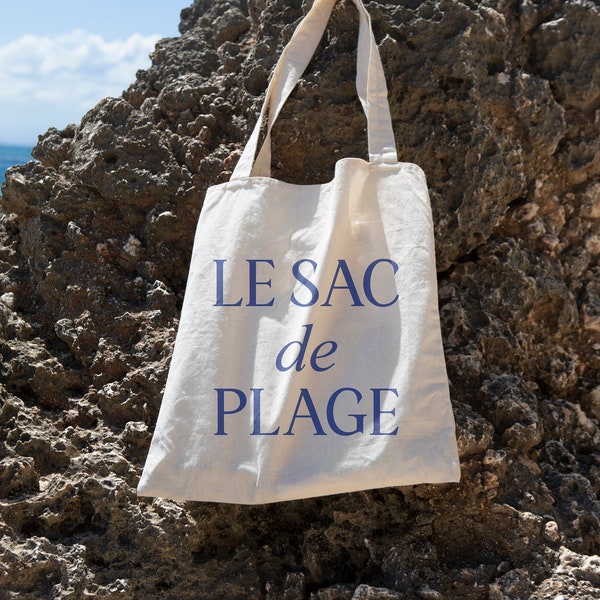 Le sac de Plage Minimalist Tote Bag, The Beach Bag Reusable tote bag, Shopping bag, France Tote bag, Travel Tote bag, Capsule wardrobe