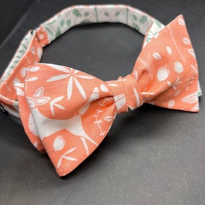 Bow tie Self Tied Green Coral Forest Animals Handmade Accessory 100% Premium Cotton Nature collection Original Design
