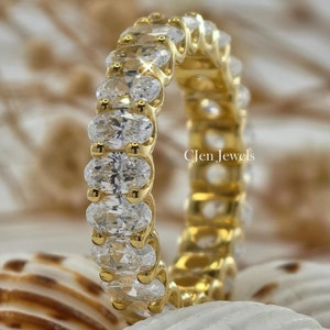 Oval Cut Full Eternity Band Diamond ring, Promise Ring For Her, Wedding Band, Ring For Women,   Anniversary band, 14K Gold Ring, Silver Ring