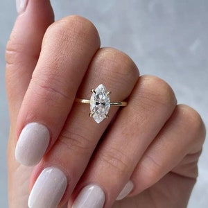1CT Marquise Cut Moissanite Diamond Ring Solitaire Marquise Cut Ring 10/14/18K Solid Gold Engagement Ring Promise Ring For her Wedding Ring