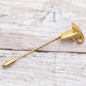 Vintage Funky Initial &quot;F&quot; Gold Tone Stick Pin - CB10
