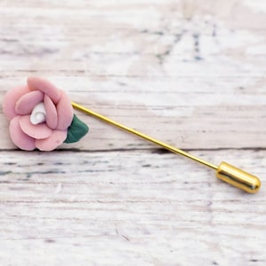 Vintage Coquette Pink Rose Stick Pin - CB10