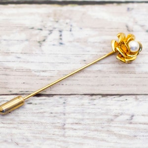 Vintage Feminine Rose Pearl Stick Pin - CB10