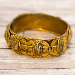 Vintage Art Nouveau Gold Tone Bangle 7 inch - CB21