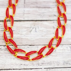 16 inch, Vintage Red Beads Curb Chain Unique Choker Necklace - CB25