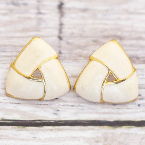 Vintage Celtic White Triad Stud Earrings - CB7