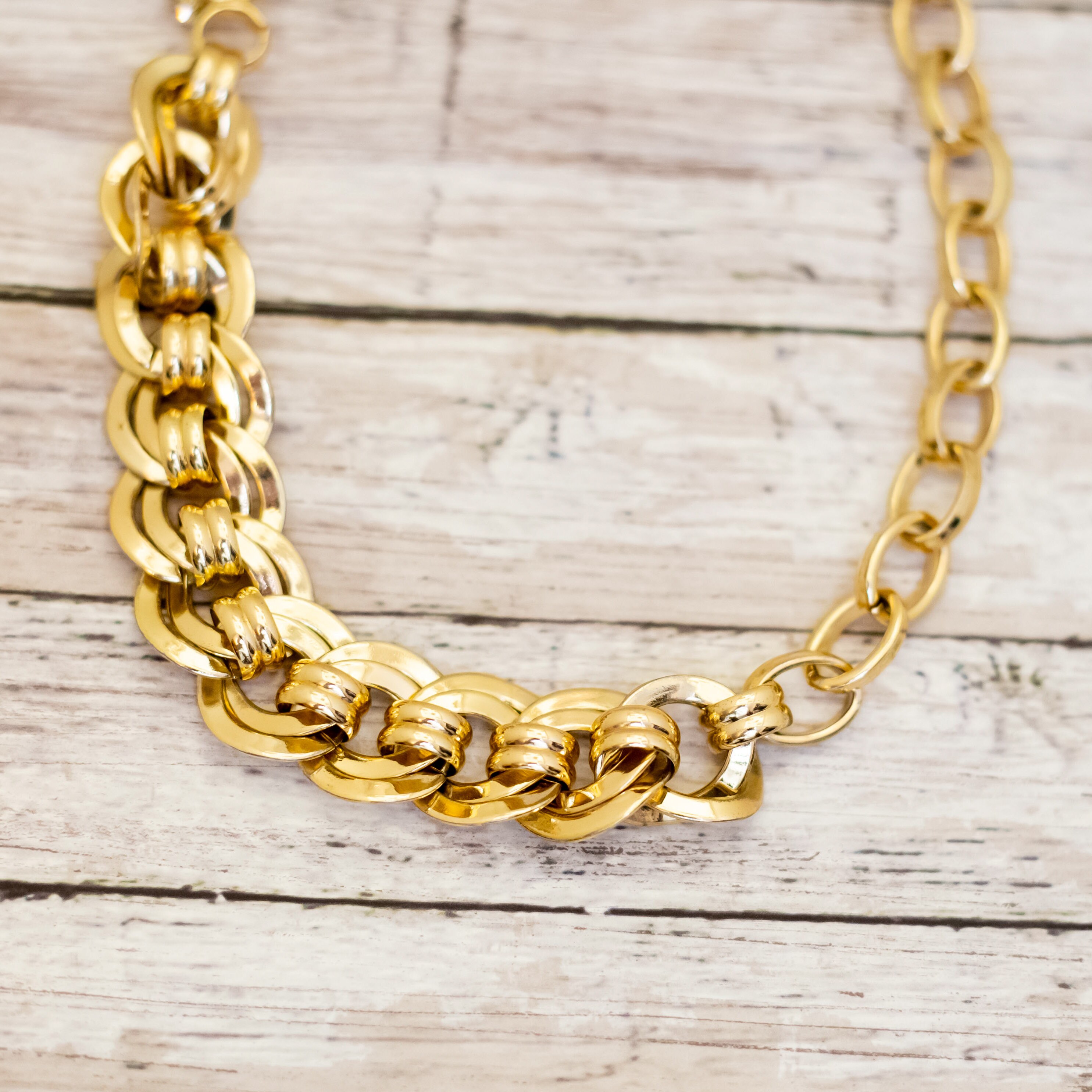 18 Inch Rope 18 Inch, Vintage Large Multi Rope Links Gold Tone Chain Necklace - CB26 ...