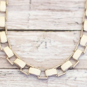 Vintage Silver Tone Geometric Square Links Choker Necklace 16 inch - CB17