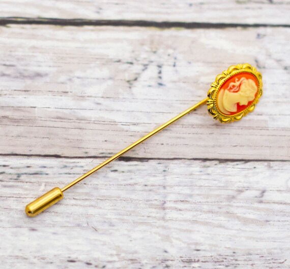 Vintage Victorian Style Cameo Stick Pin - CB10 - image 1