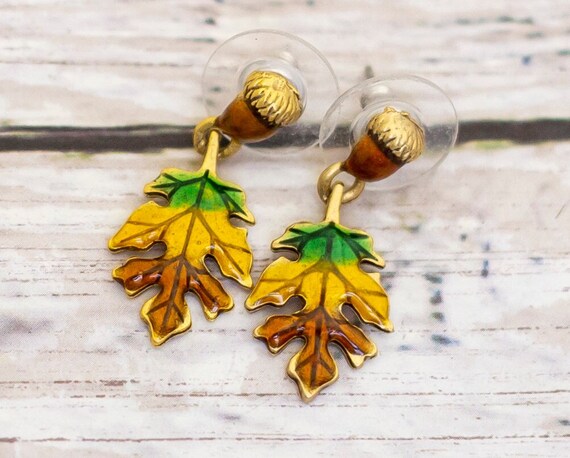 Vintage Bohemian Maple Leaf Dangle Earrings - CB8 - image 1