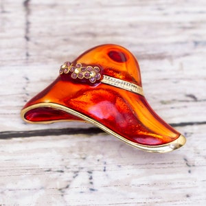 Broche intrincado de sombrero para el sol de moda rojo vintage - CB4