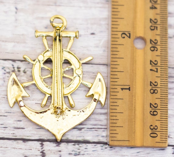 Vintage Nautical Anchor Sailor Gold Tone Brooch -… - image 2