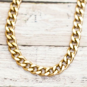 Vintage Curb Style Chains Gold Tone Choker Necklace 14 inch - CB13