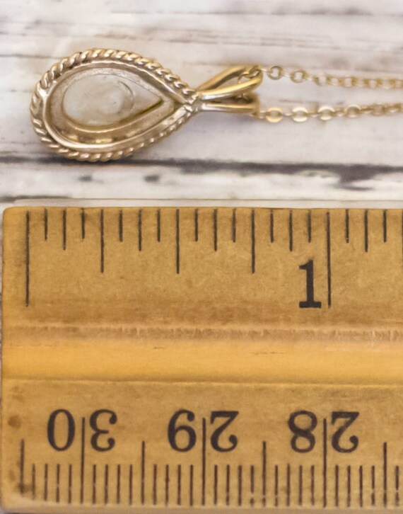 18 inch, Vintage White Teardrop Pendant Gold Fill… - image 3