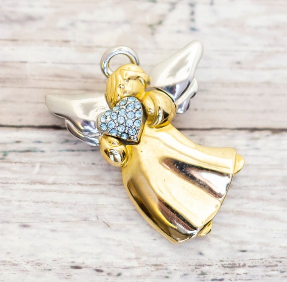 Vintage Angelic Heart Two Tone Brooch - CB11 - image 1