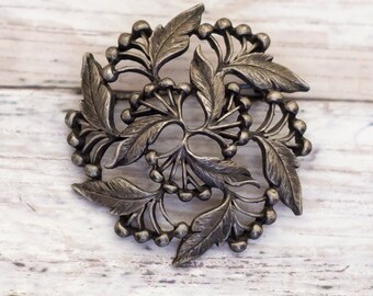 Broche Ancienne Art Nouveau / Art Déco - Acier - Motif Fleurs De Lys - Vintage