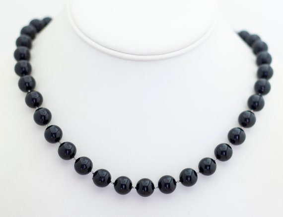 Vintage Black Spheres Elegant Beaded Necklace 22 … - image 2