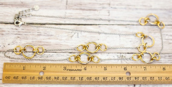 Vintage Gold Tone Rings Silver Tone Necklace 34 i… - image 3