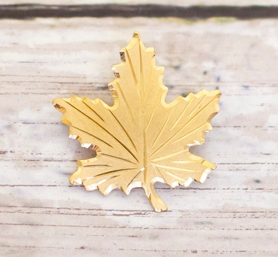 Vintage Gold Tone Maple Leaf Intricate Brooch by … - image 1