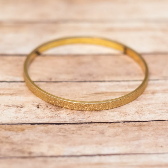 7 Inch, Vintage Minimalist Gold Tone Rough Style Bangle